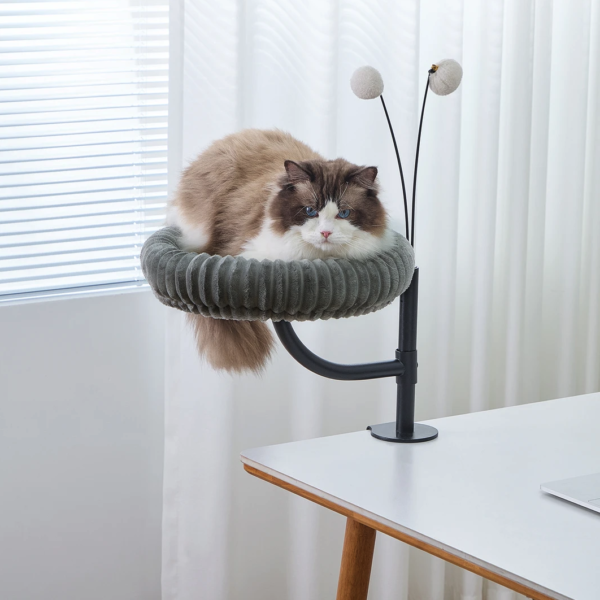 Adjustable Desk-Mounted Cat Perch and Bed