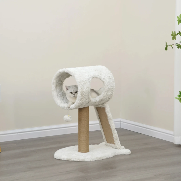 Modern Cat Scratcher Tower with Tunnel and Ramp